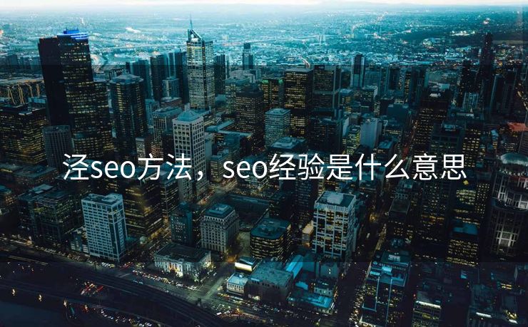泾seo方法，seo经验是什么意思