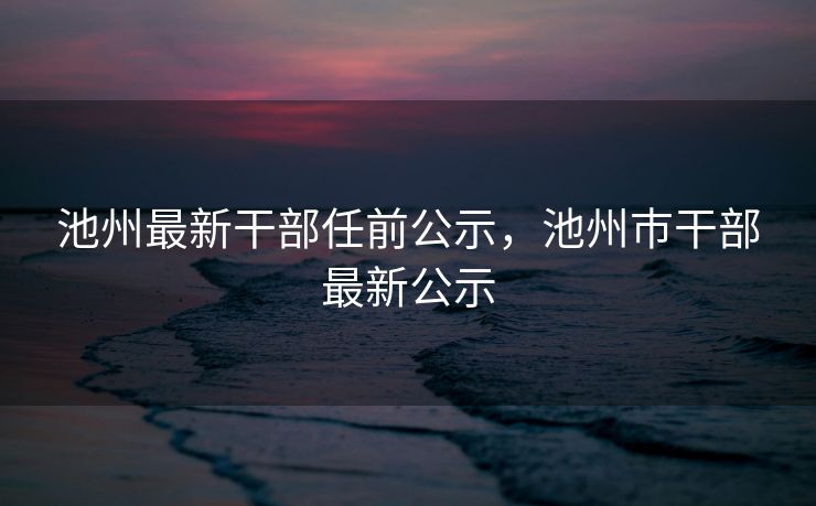 池州最新干部任前公示，池州巿干部最新公示