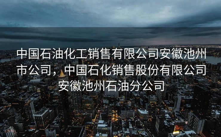 中国石油化工销售有限公司安徽池州市公司，中国石化销售股份有限公司安徽池州石油分公司