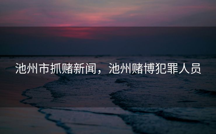 池州市抓赌新闻，池州赌博犯罪人员