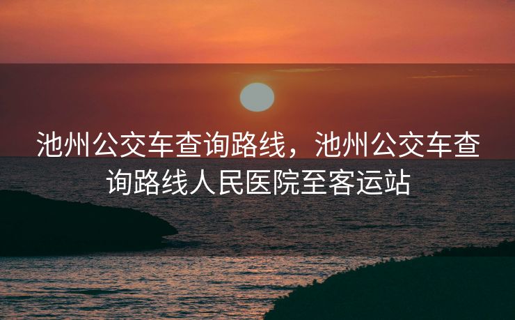 池州公交车查询路线，池州公交车查询路线人民医院至客运站