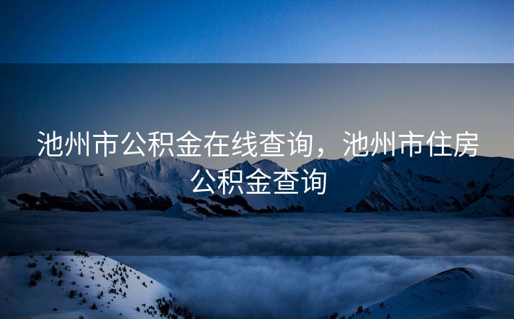 池州市公积金在线查询，池州市住房公积金查询